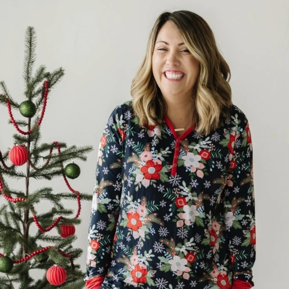 Little Sleepies Poinsettia Floral Women's Bamboo Viscose Pajama Top